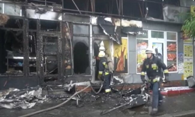 Пожар в центре Днепра, скриншот