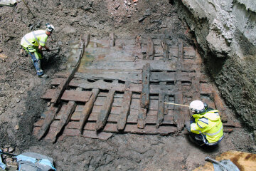 Грузовой корабль XVI века в центре Стокгольма, фото: twitter.com/svenskhistoria