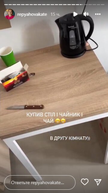 Скріншот з Insta Stories, Катя Репяхова