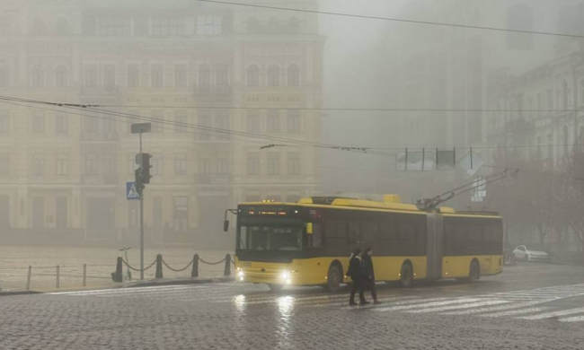 Туман, транспорт, троллейбус, украинцы, фото из соцсетей