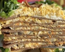 Печінковий торт з грибами: фото скрін рецепту