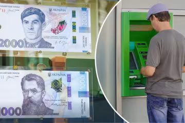 Банкнота 2000 гривень та банкомат