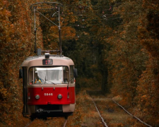 Трамвай, осінь, фото з соцмереж