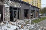 Поврежденный магазин Rozetka в Киеве