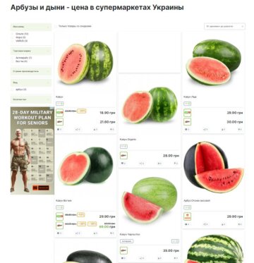 Ціни на кавуни, скріншот: gotoshop