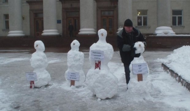 В Кировограде снеговики устроили митинг (Видео)