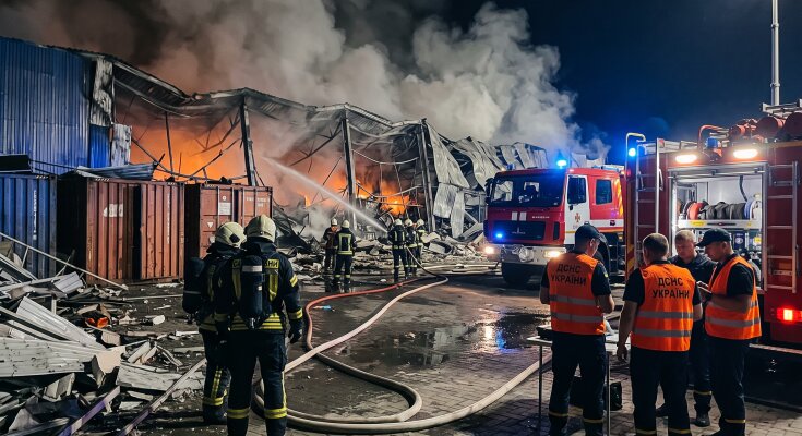 Київ нічна атака пожежа рятувальники ДСНС