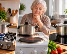Индукционная и газовая плита на кухне