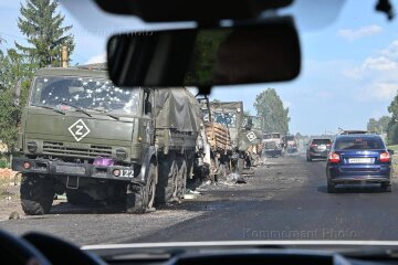 уничтоженная колонна техники окупантов в Курской области