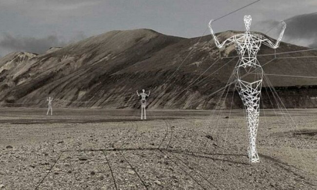 В Ісландії високовольтні дроти тримають гігантські люди (фото)