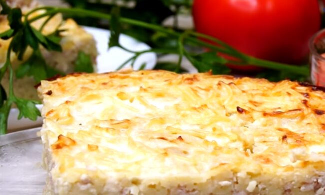 Рисовая запеканка с мясом, скриншот: YouTube