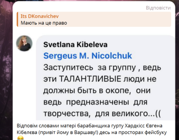 Комментарий под видео / фото: скриншот Telegram