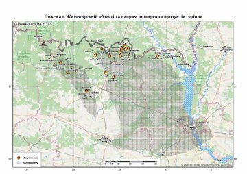 Карта лесных пожаров под Киевом \\ фейсбук-страница Антона Геращенко