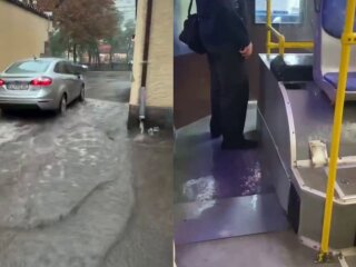 Затоплена вулиця в Дніпрі після сильного дощу