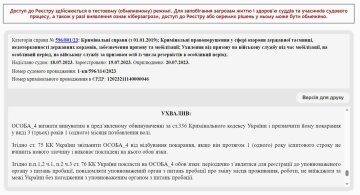 Вирок ухилянта. Фото з Реєстру судових рішень