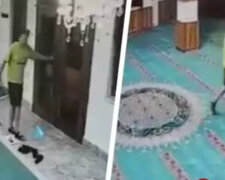 Россиянин ворвался в мечеть Турции, кадр из камер видеонаблюдения