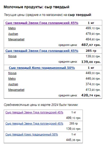 Цены на твердый сыр. Фото: скрин Минфин