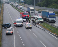 Під Києвом Ford влетів у переповнену маршрутку: долю людей вирішили секунди, моторошні кадри