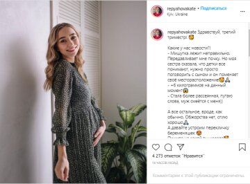 Беременная жена Виктора Павлика, скриншот: Instagram