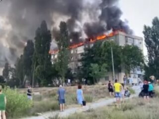 Пожар в Новой Каховке, скриншот видео