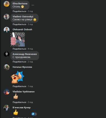 Комментарии к публикации, скриншот: Facebook