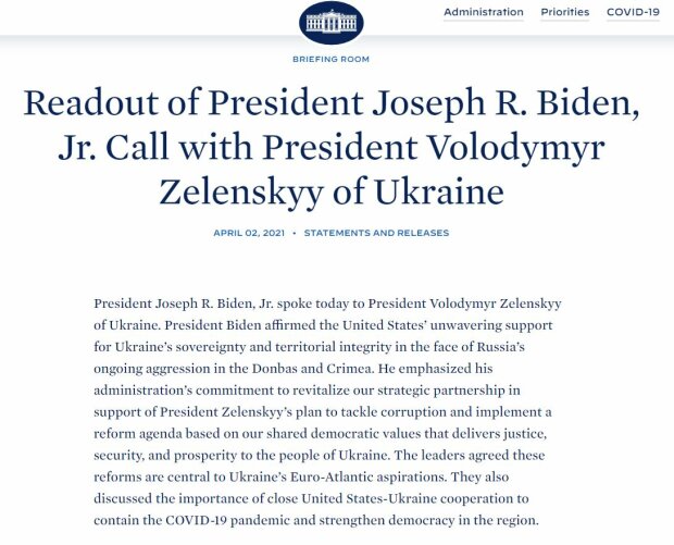 Публікація Білого дому, скріншот: whitehouse.gov