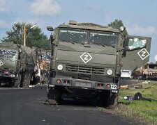 уничтоженная колонна техники окупантов в Курской области