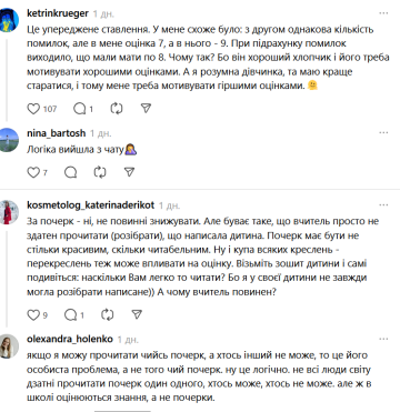 Зниження оцінки через почерк: коментарі Тhreads