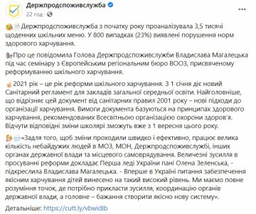 Публикация Госпродпотребслужбы, скриншот: Facebook