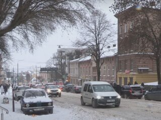 Снегопад во Львове, скриншот с видео