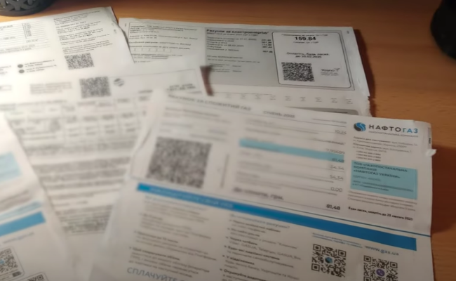 Платежки за газ. Фото: скрин youtube