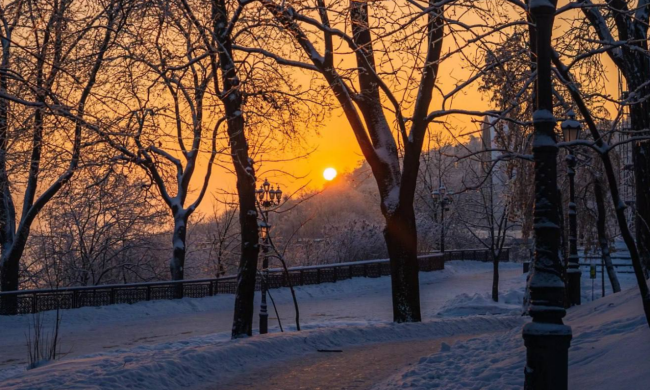 Київ, зима, світанок, фото із соцмереж