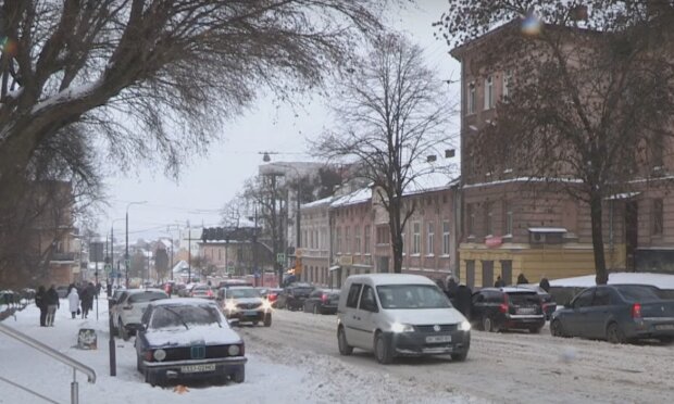 Снегопад во Львове, скриншот с видео