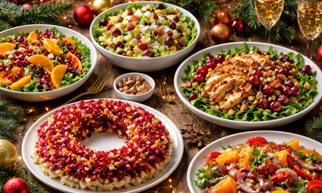 Новогодний стол, салаты, изображения: Знай.ua
