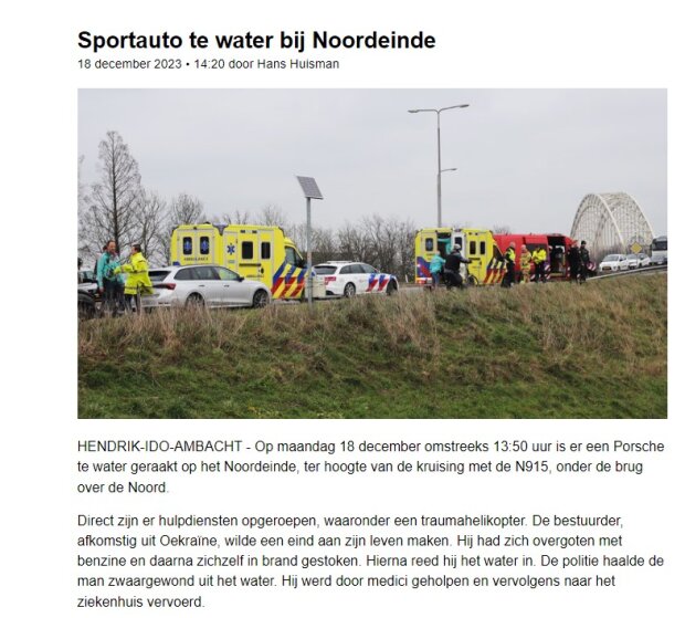 Dutch media about the Porsche accident. Photo: TopFat 