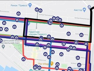 Интерактивная карта с адресами больных коронавирусом в Бердянске, скрин