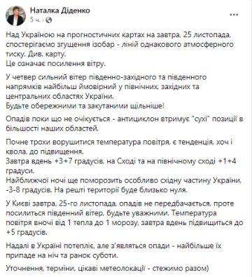 Скріншот з Facebook Наталка Діденко