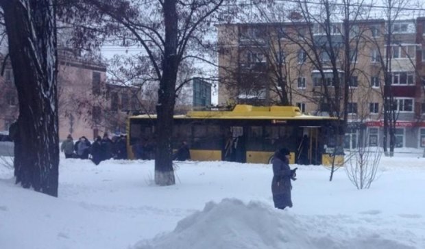 Полтавские пенсионеры толкали троллейбус по дороге (фото, видео)