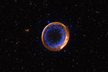 Залишок наднової SNR 0509-67.5, фото: ESO/P. Das et al. Background stars (Hubble): K. Noll et al