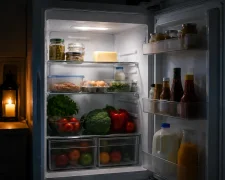 Холодильник із продуктами під час відключення світла