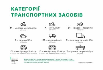 Категории ТС, скриншот: hsc.gov.ua