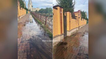 Вода затоплює пішохідну зону на Оболонській набережній