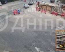 Сужение движения на проспекте Свободы в Днепре