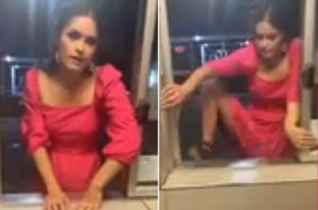 Девушка пролезла в окно известного ресторана: скрин из видео