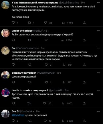 Коментарі до публікації, скріншот: Twitter