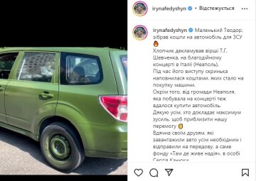 Пост Ирины Федышин. Фото: скриншот Instagram