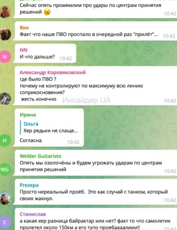 Коментарі росіян у Телеграмі