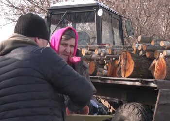 Допомога дровами. Фото: скрін youtube