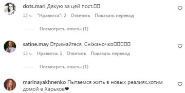 Коментарі на пост Сніжани Бабкіної в Instagram