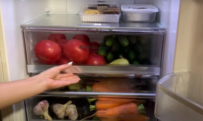 "Продукти в холодильнику. Фото: скрін youtube"